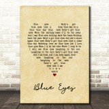 Elton John Blue Eyes Vintage Heart Song Lyric Quote Music Print