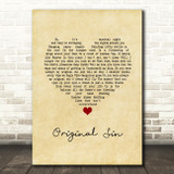 Elton John Original Sin Vintage Heart Song Lyric Quote Music Print