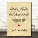 Elvis Presley Don't Cry Daddy Vintage Heart Song Lyric Quote Music Print