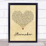 Fame Academy Starmaker Vintage Heart Song Lyric Quote Music Print