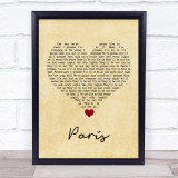 Friendly Fires Paris Vintage Heart Song Lyric Quote Music Print