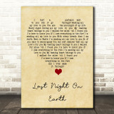 Green Day Last Night On Earth Vintage Heart Song Lyric Quote Music Print