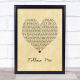 John Denver Follow Me Vintage Heart Song Lyric Quote Music Print
