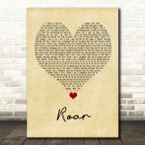 Katy Perry Roar Vintage Heart Song Lyric Quote Music Print