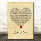 Kelis Lil Star Vintage Heart Song Lyric Quote Music Print
