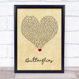 Lucy Spraggan Butterflies Vintage Heart Song Lyric Quote Music Print