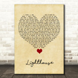 Lucy Spraggan Lighthouse Vintage Heart Song Lyric Quote Music Print