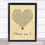 Maluma Felices Los 4 Vintage Heart Song Lyric Quote Music Print