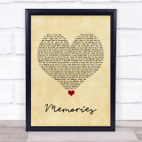 Maroon 5 Memories Vintage Heart Song Lyric Quote Music Print