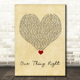 Marshmello & Kane Brown One Thing Right Vintage Heart Song Lyric Quote Music Print