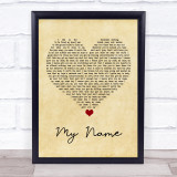 McLean My Name Vintage Heart Song Lyric Quote Music Print