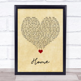 Michael Buble Home Vintage Heart Song Lyric Quote Music Print
