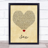 N-Dubz Sex Vintage Heart Song Lyric Quote Music Print