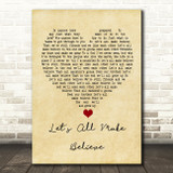 Oasis Let's All Make Believe Vintage Heart Song Lyric Quote Music Print