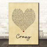 Pat Green Crazy Vintage Heart Song Lyric Quote Music Print