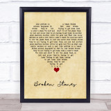 Paul Weller Broken Stones Vintage Heart Song Lyric Quote Music Print