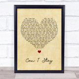 Ray LaMontagne Can I Stay Vintage Heart Song Lyric Quote Music Print
