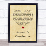 Russell Watson Someone to remember me Vintage Heart Song Lyric Quote Music Print