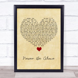 Shawn Mendes Never Be Alone Vintage Heart Song Lyric Quote Music Print