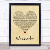 Spice Girls Wannabe Vintage Heart Song Lyric Quote Music Print