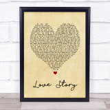 Taylor Swift Love Story Vintage Heart Song Lyric Quote Music Print