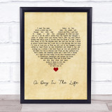 The Beatles A Day In The Life Vintage Heart Song Lyric Quote Music Print