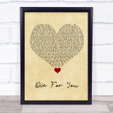 The Weeknd Die For You Vintage Heart Song Lyric Quote Music Print