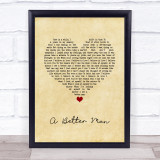 Thunder A Better Man Vintage Heart Song Lyric Quote Music Print