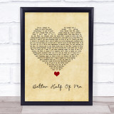 Tom Walker Better Half Of Me Vintage Heart Song Lyric Quote Music Print