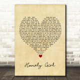 UB40 Homely Girl Vintage Heart Song Lyric Quote Music Print