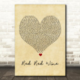 UB40 Red Red Wine Vintage Heart Song Lyric Quote Music Print