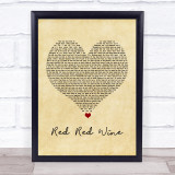 UB40 Red Red Wine Vintage Heart Song Lyric Quote Music Print