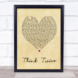 Celine Dione Think Twice Vintage Heart Song Lyric Quote Print