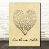 Elvis Presley Heartbreak Hotel Vintage Heart Song Lyric Quote Print