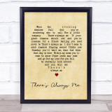 Elvis Presley There's Always Me Vintage Heart Song Lyric Quote Print