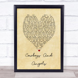 George Michael Cowboys And Angels Vintage Heart Song Lyric Quote Print