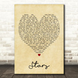Simply Red Stars Vintage Heart Song Lyric Quote Print
