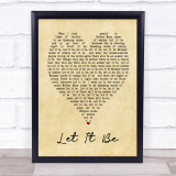 The Beatles Let It Be Vintage Heart Song Lyric Quote Print