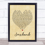 Tom Jones Sexbomb Vintage Heart Song Lyric Quote Print