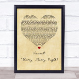 Don McLean Vincent (Starry, Starry Night) Vintage Heart Song Lyric Quote Print