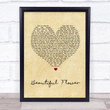 India Arie Beautiful Flower Vintage Heart Song Lyric Quote Print