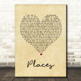 Martin Solveig Places Vintage Heart Song Lyric Quote Print