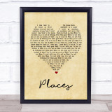 Martin Solveig Places Vintage Heart Song Lyric Quote Print
