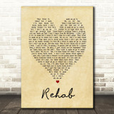 Rehab Amy Winehouse Vintage Heart Quote Song Lyric Print