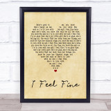 The Beatles I Feel Fine Vintage Heart Song Lyric Quote Print