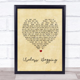 Todd Rundgren Useless Begging Vintage Heart Song Lyric Quote Print