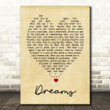 Dreams Fleetwood Mac Vintage Heart Quote Song Lyric Print
