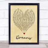 Dreams Fleetwood Mac Vintage Heart Quote Song Lyric Print