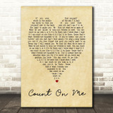 Count On Me Bruno Mars Vintage Heart Song Lyric Quote Print