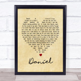 Daniel Elton John Vintage Heart Song Lyric Quote Print